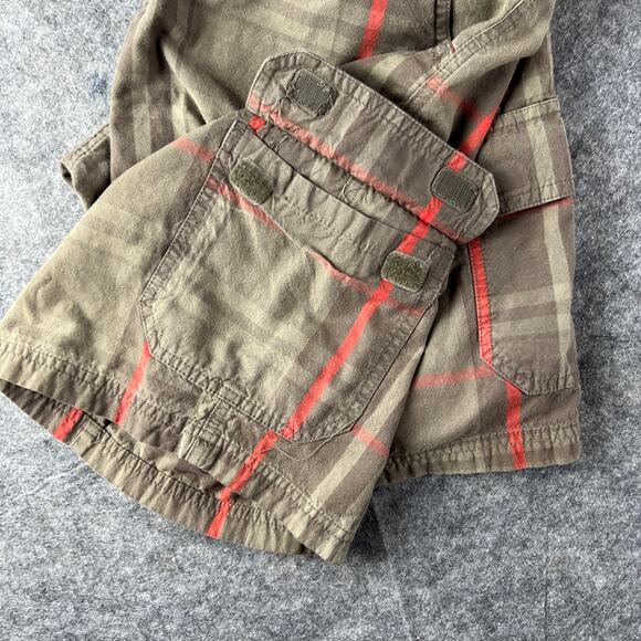 Columbia Shorts Mens 32 Orange Brown Plaid‎ Flat Front Chino 10" Inseam Cargo - Picture 5 of 5